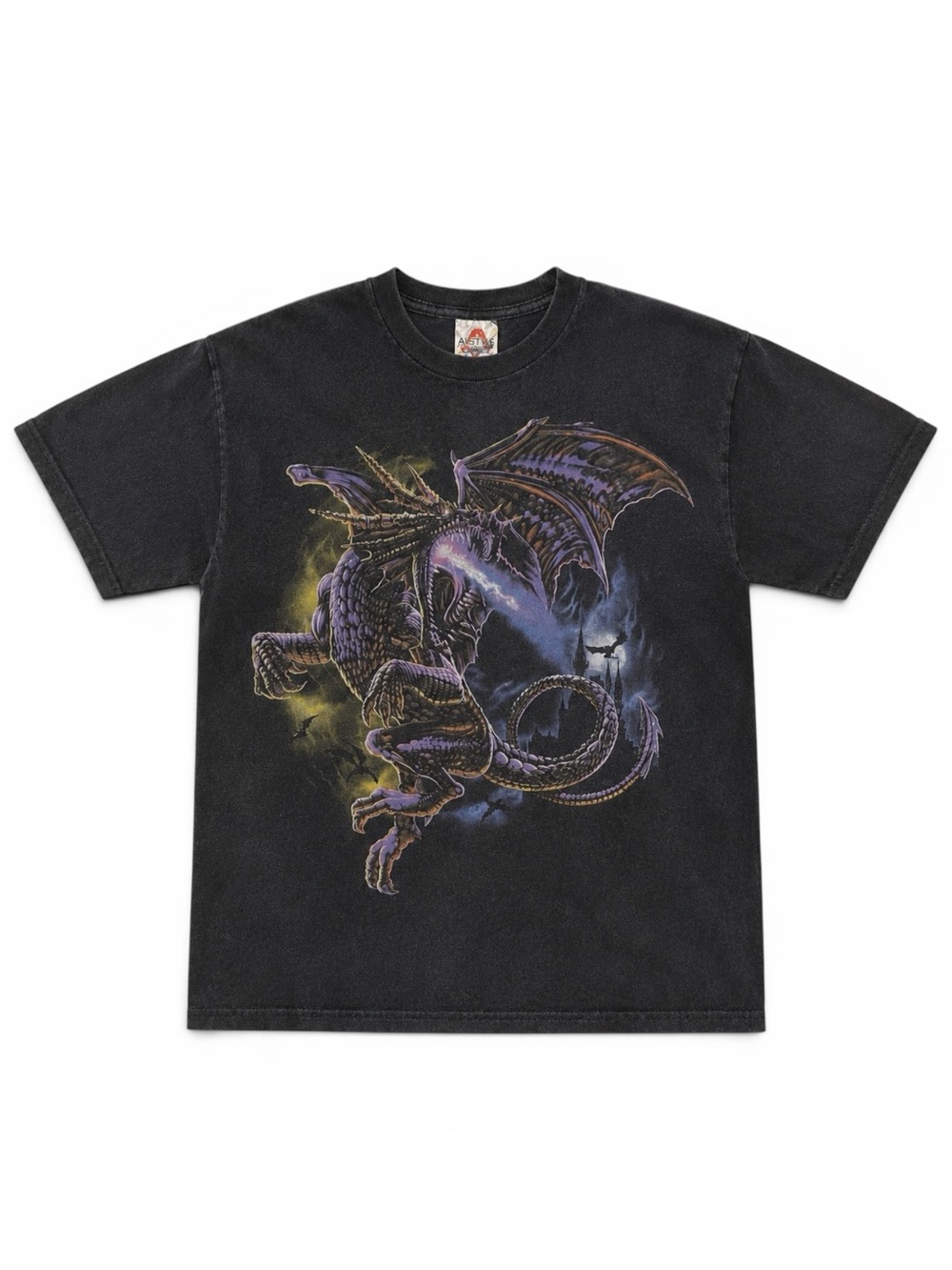 Vintage Dragon Graphic Tee Y2K Fantasy Shirt Black Alstyle AAA Small